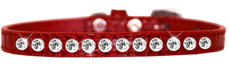 One Row Clear Jewel Croc Dog Collar Red Size 12